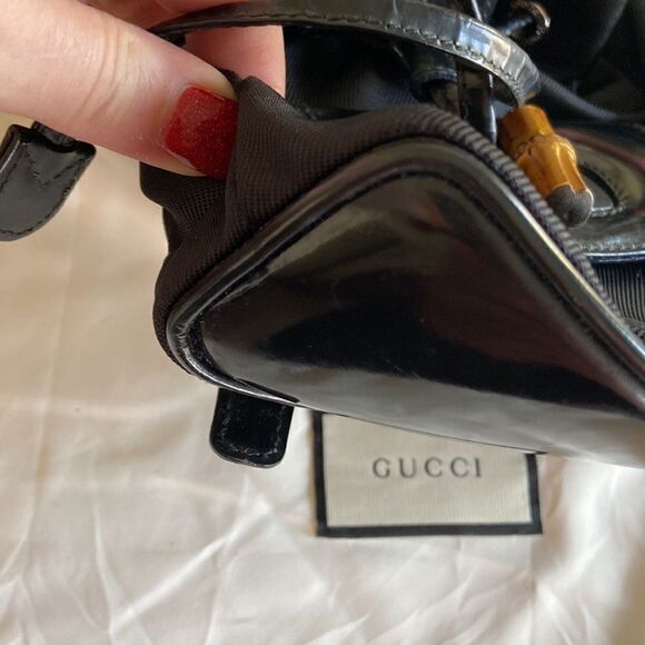 Gucci tassel oval mini backpack bambu Black impressive condition original dustba main image 10